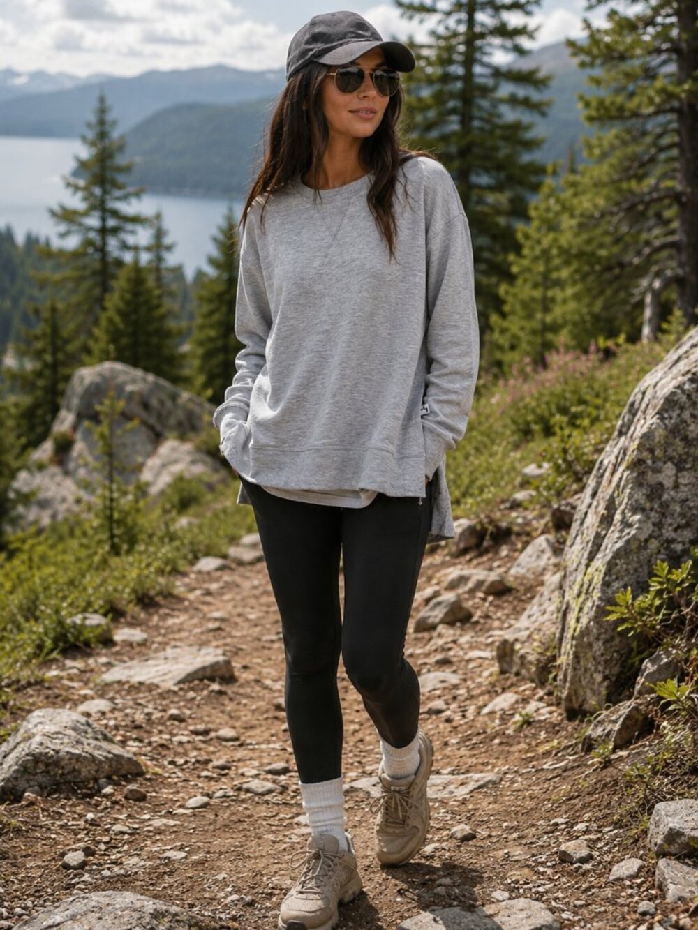 JoyLab NWOT Oversized Crewneck Sweatshirt Heather Grey Soft Side Slit Size S